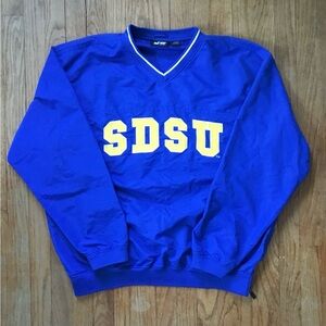 Vintage SDSU Men's V-Neck Sweater - Blue and Yellow